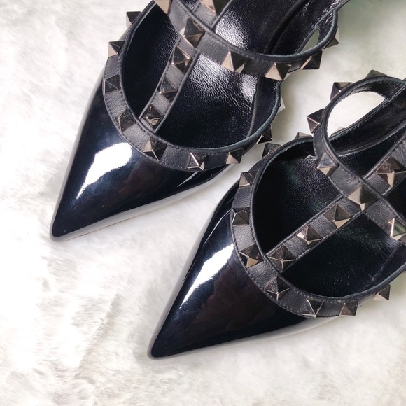 ❤️SOLD❤️Valentino rockstud slingback black 37.5 - Picture 3 of 8